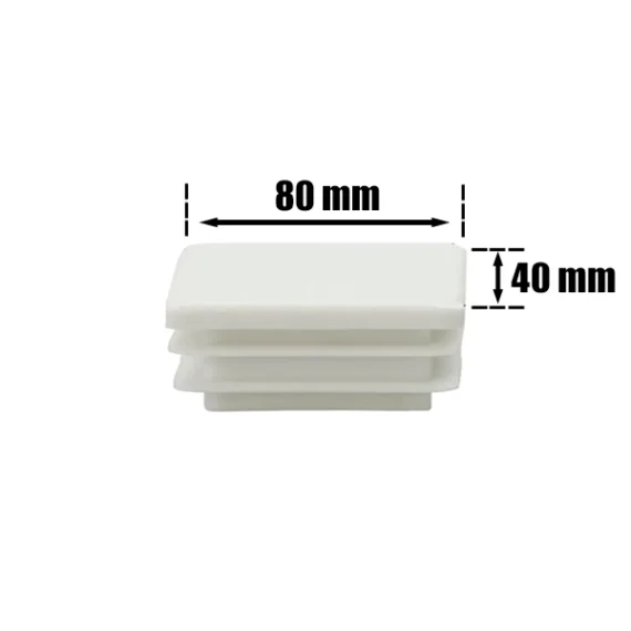 Chair Leg Cap Rectangle Wing White 40 x 80mm
