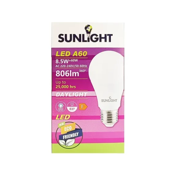 Λάμπα LED Sunlight A60 E27 8.5W Daylight-6500K