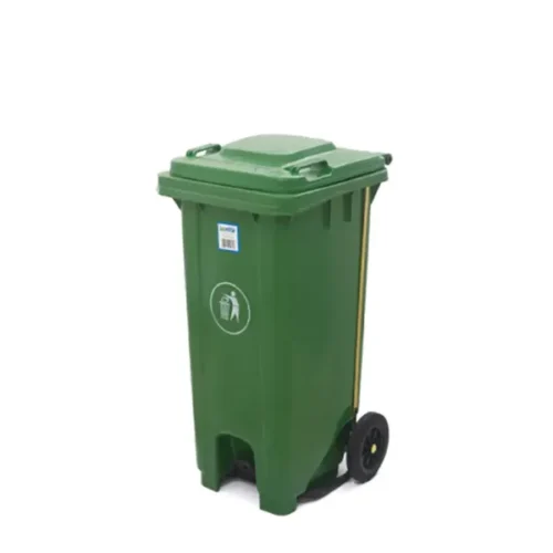 Waste Bin Lordos with Wheels & Pedal Green 120L