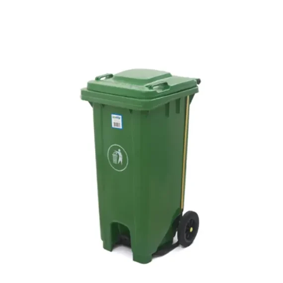 Waste Bin Lordos with Wheels & Pedal Green 120L