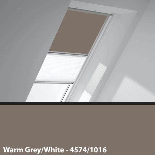 Velux Duo Blackout Blinds - Grey Warm/White 4574/1016