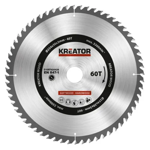 Δίσκος Κοπής Ξύλου/Μελαμίνης Kreator 254mm x 60T (με Ροδέλες)