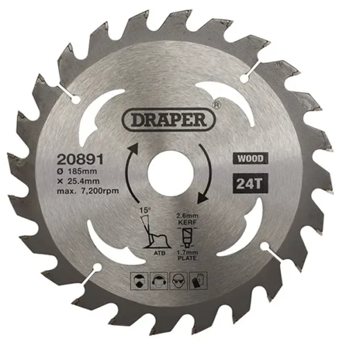 Δίσκος Κοπής Ξύλου Draper 185mm x 25.4mm x 24T