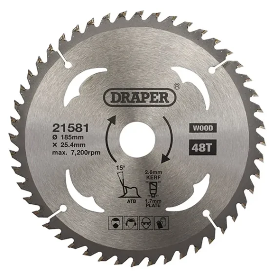 Saw Blade Draper Wood 185mm x  25.4mm x 48T