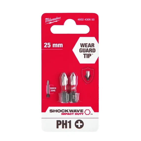 Bits PH Milwaukee 25mm (Choose Size)