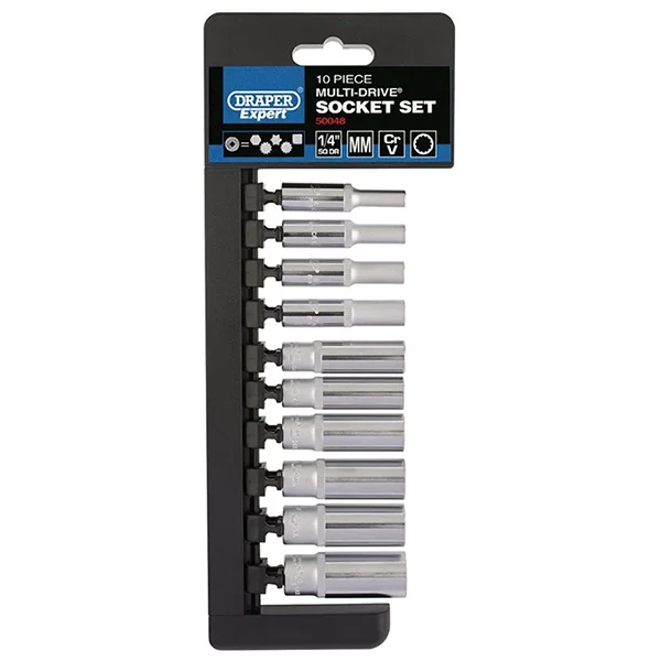 Καρυδάκια Σετ Draper Μακρυά 1/4" Multidrive (10pcs)