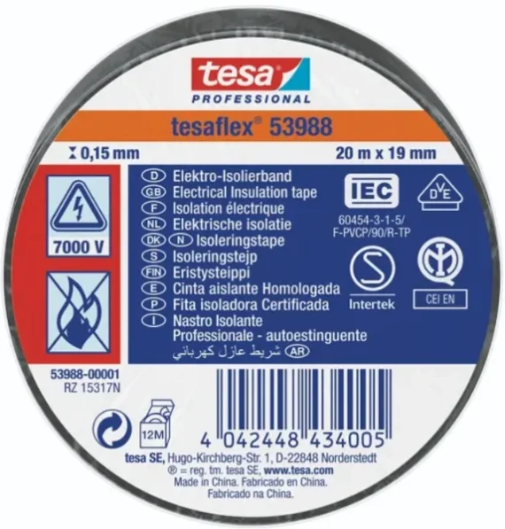 Ταινιά Ηλεκτρολόγου Tesa Μαύρη 19mm x 20m
