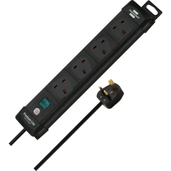 Extension Lead Brennenstuhl Premium-Line Safety Fuse Button 4-way 1.5mm (Choose Length)