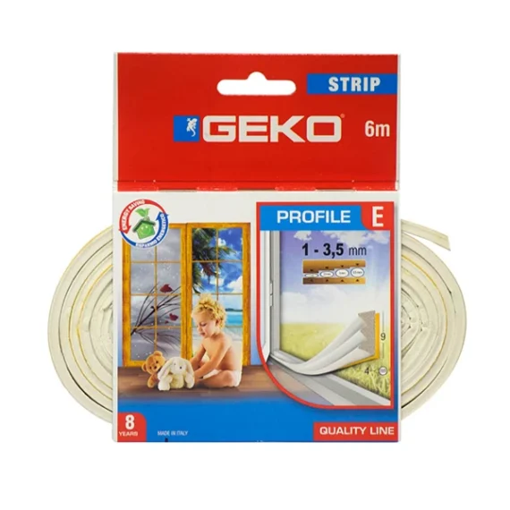 Aεροστοπ Geko Λαστιχένιο Άσπρο 3.5mm x 6m